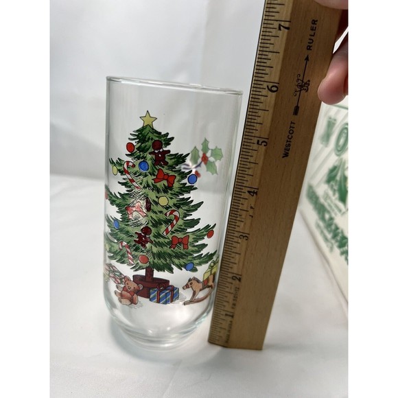 Luminarc Christmas Tree Drinking Glasses VINTAGE holiday tumblers Set of 12 NOS - Picture 8 of 9